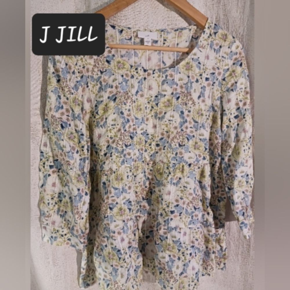 J Jill floral top blouse womens size XS lightweight flowy